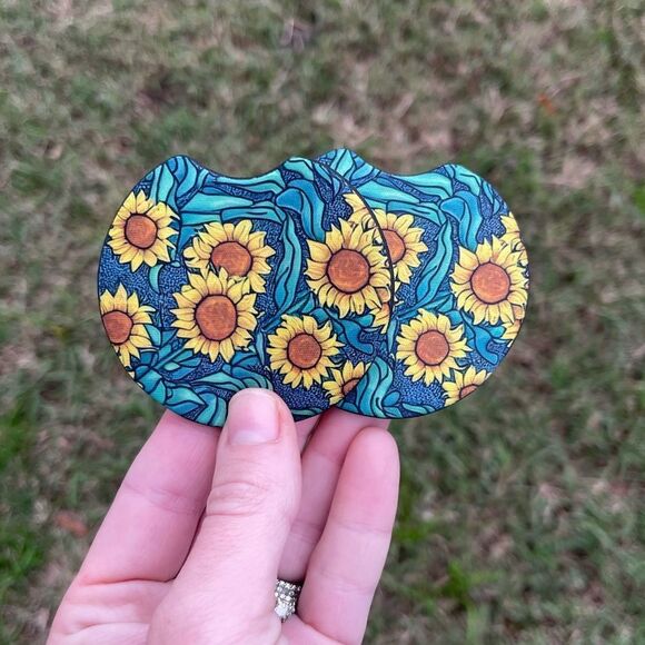 Sunflower Fields Car Coaster Set | Car Accessories - Picture 2 of 14